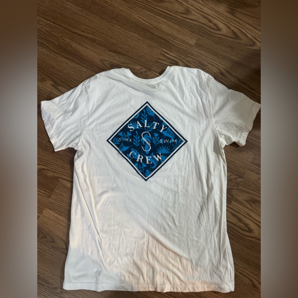 Salty Crew White Tee with Blue Graphic